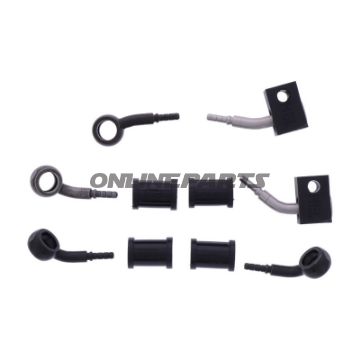 FLETTET STÅL BREMSESLANGESÆT FITTINGS SORT 3 DELE