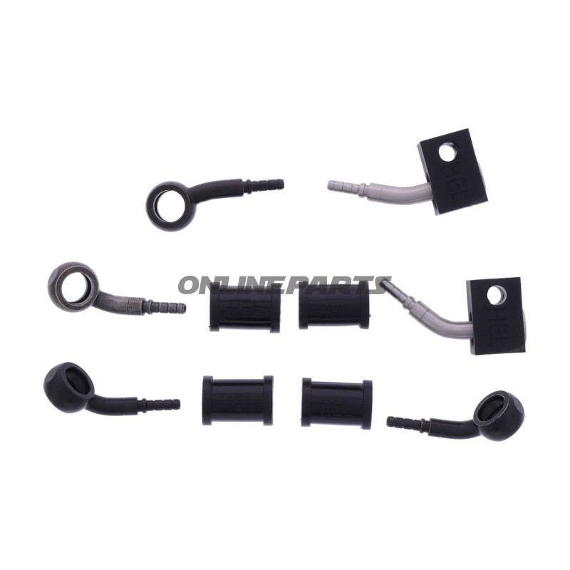 FLETTET STÅL BREMSESLANGESÆT FITTINGS SORT 3 DELE