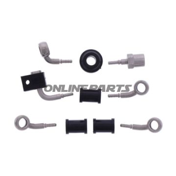 FLETTET STÅL BREMSESLANGE KIT FITTINGS SØLV 3 DELE