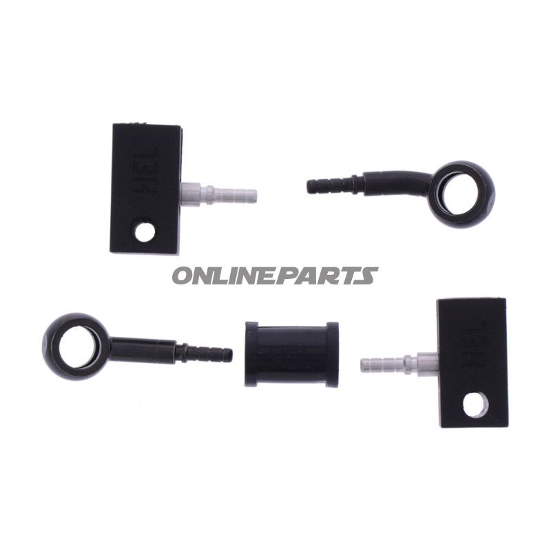 FLETTET STÅL BREMSESLANGE KIT FITTINGS SORT 2 DELE