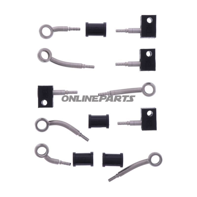 FLETTET STÅL BREMSESLANGE KIT FITTINGS SØLV 5 DELE