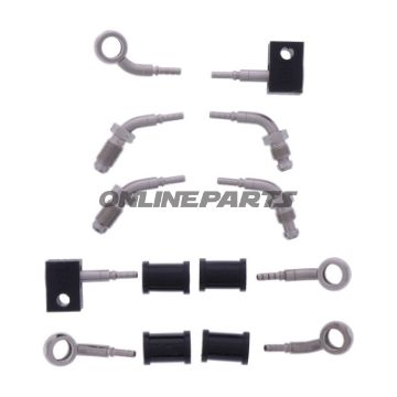 FLETTET STÅL BREMSESLANGE KIT FITTINGS SØLV 5 DELE