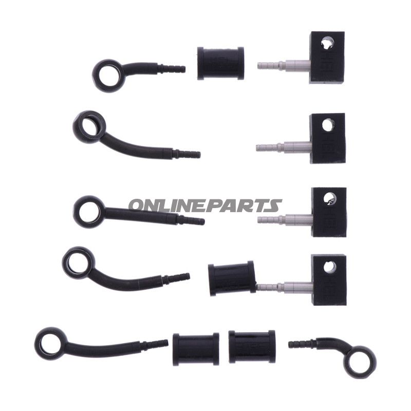 FLETTET STÅL BREMSESLANGE KIT FITTINGS SORT 5 DELE