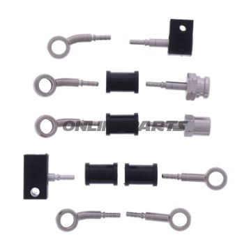 FLETTET STÅL BREMSESLANGE KIT FITTINGS SØLV 5 DELE