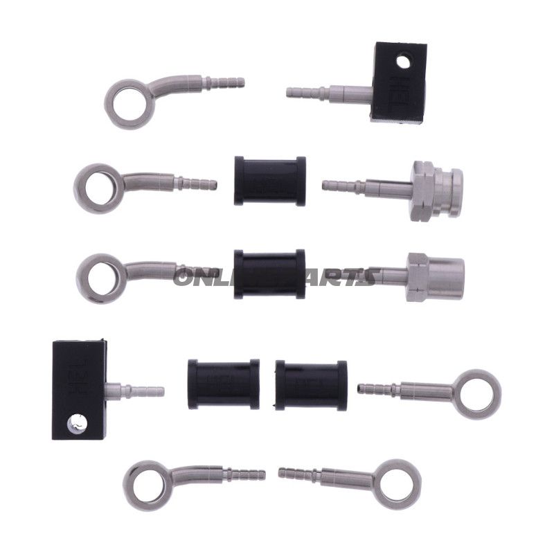 FLETTET STÅL BREMSESLANGE KIT FITTINGS SØLV 5 DELE