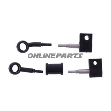 FLETTET STÅL BREMSESLANGE KIT FITTINGS SORT 2 DELE