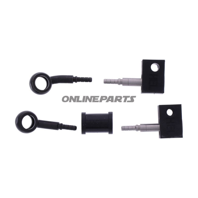 FLETTET STÅL BREMSESLANGE KIT FITTINGS SORT 2 DELE