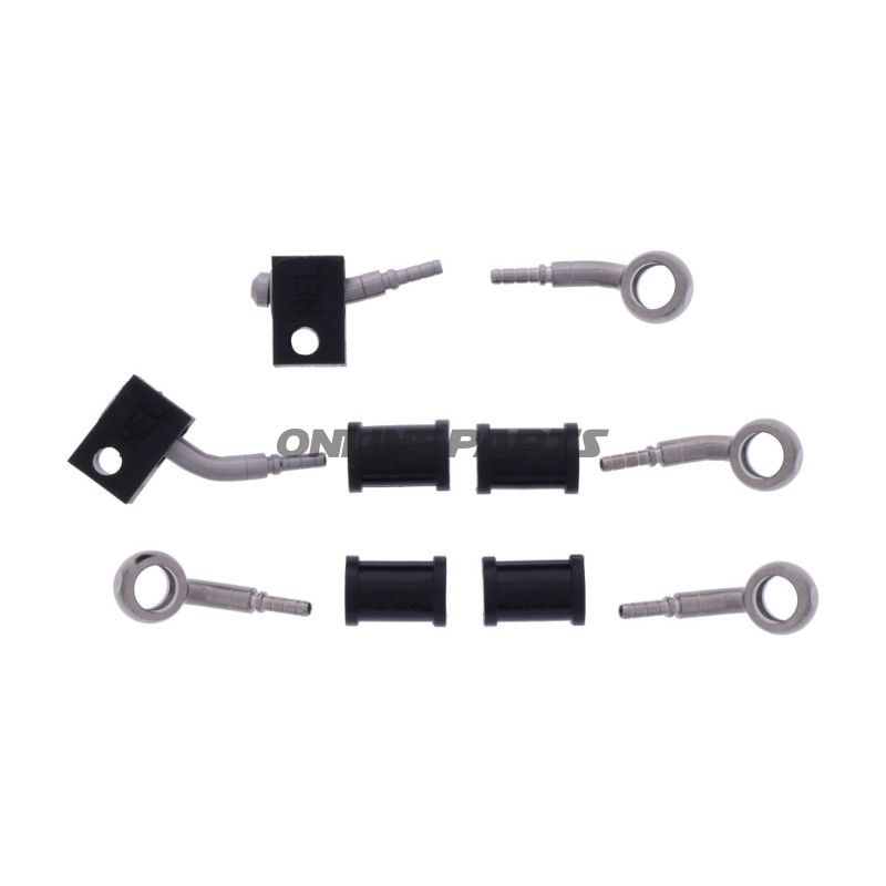 FLETTET STÅL BREMSESLANGE KIT FITTINGS SØLV 3 DELE