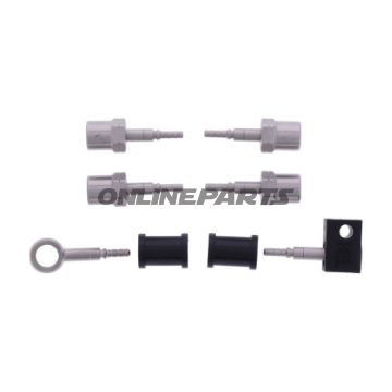 FLETTET STÅL BREMSESLANGE KIT FITTINGS SØLV 3 DELE