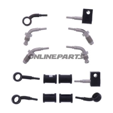 FLETTET STÅL BREMSESLANGE KIT FITTINGS SORT 5 DELE