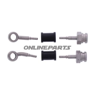 FLETTET STÅL BREMSESLANGE KIT FITTINGS SØLV 2 STK