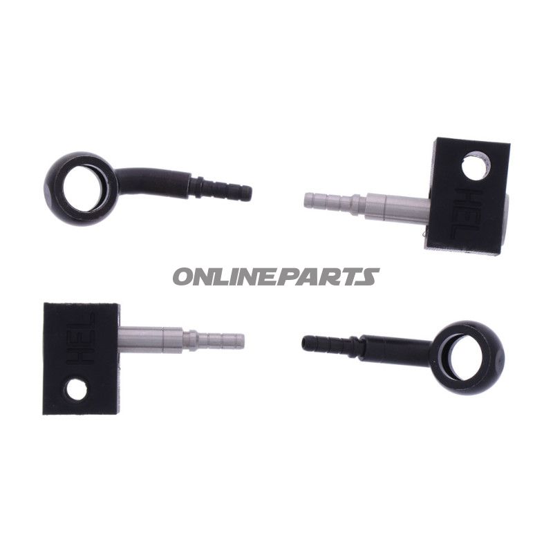 FLETTET STÅL BREMSESLANGE KIT FITTINGS SORT 2 DELE