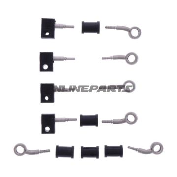 FLETTET STÅL BREMSESLANGE KIT FITTINGS SØLV 5 DELE