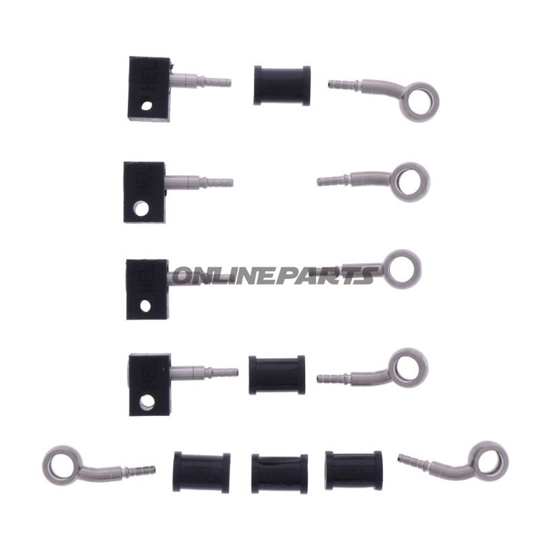 FLETTET STÅL BREMSESLANGE KIT FITTINGS SØLV 5 DELE