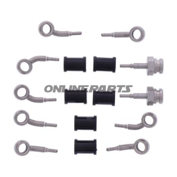 FLETTET STÅL BREMSESLANGE KIT FITTINGS SØLV 5 DELE