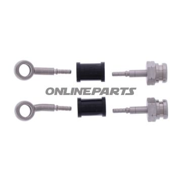 FLETTET STÅL BREMSESLANGE KIT FITTINGS SØLV 2 STK