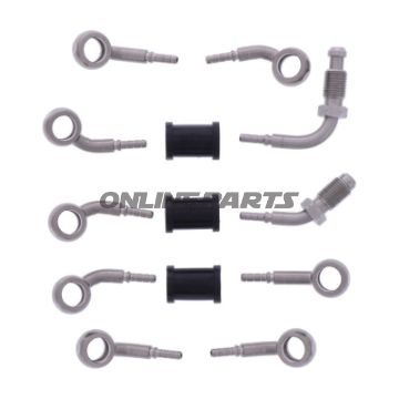 FLETTET STÅL BREMSESLANGE KIT FITTINGS SØLV 5 DELE