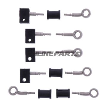 FLETTET STÅL BREMSESLANGE KIT FITTINGS SØLV 5 DELE