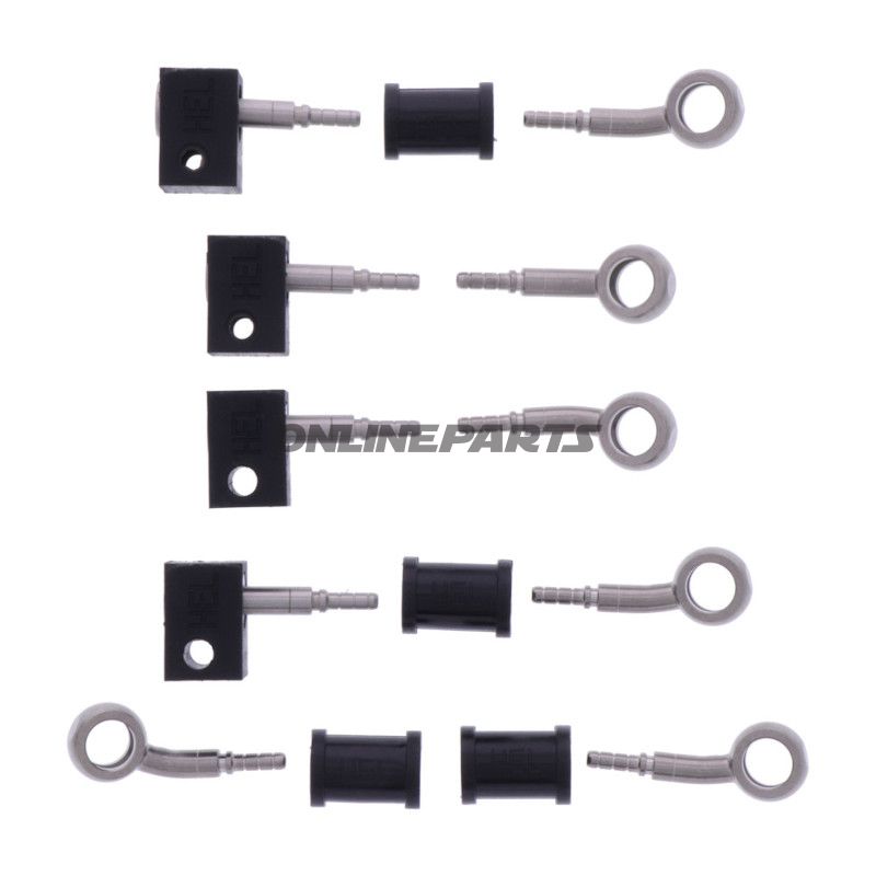 FLETTET STÅL BREMSESLANGE KIT FITTINGS SØLV 5 DELE