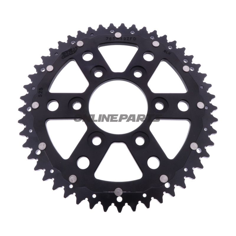 BAGHJUL DOBBELT 49 TANDHØJDE 525 SORT ZF INDVENDIG DIAMETER 073 BOLTAFSTAND 103