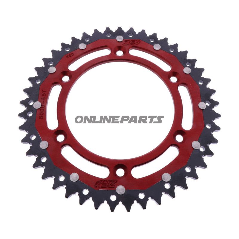 BAGHJUL DOBBELT 45 TANDHØJDE 520 RØD ZF INDVENDIG DIAMETER 125 BOLTAFSTAND 152