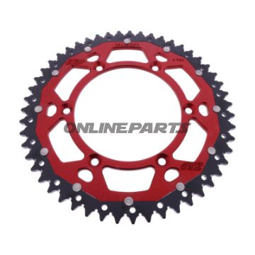 BAGHJUL DOBBELT 51 TANDHØJDE 520 RØD ZF INDVENDIG DIAMETER 130 BOLT AFSTAND 150