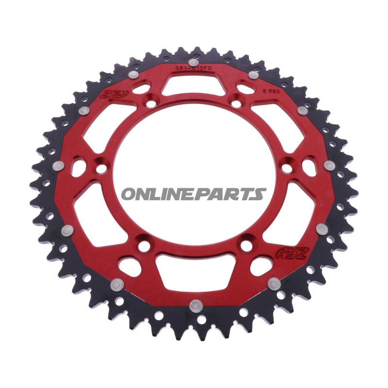 BAGHJUL DOBBELT 51 TANDHØJDE 520 RØD ZF INDVENDIG DIAMETER 130 BOLT AFSTAND 150