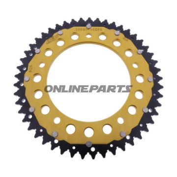 BAGESTE TANDHJUL DOBBELT 49 TANDHØJDE 525 GULD ZF IINNEND 140 BOLT AFSTAND 169