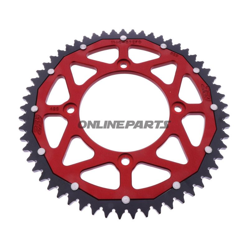BAGESTE TANDHJUL DOBBELT 57 TANDHØJDE 428 RØD ZF INDVENDIG DIAMETER 100 BOLT AFSTAND 120