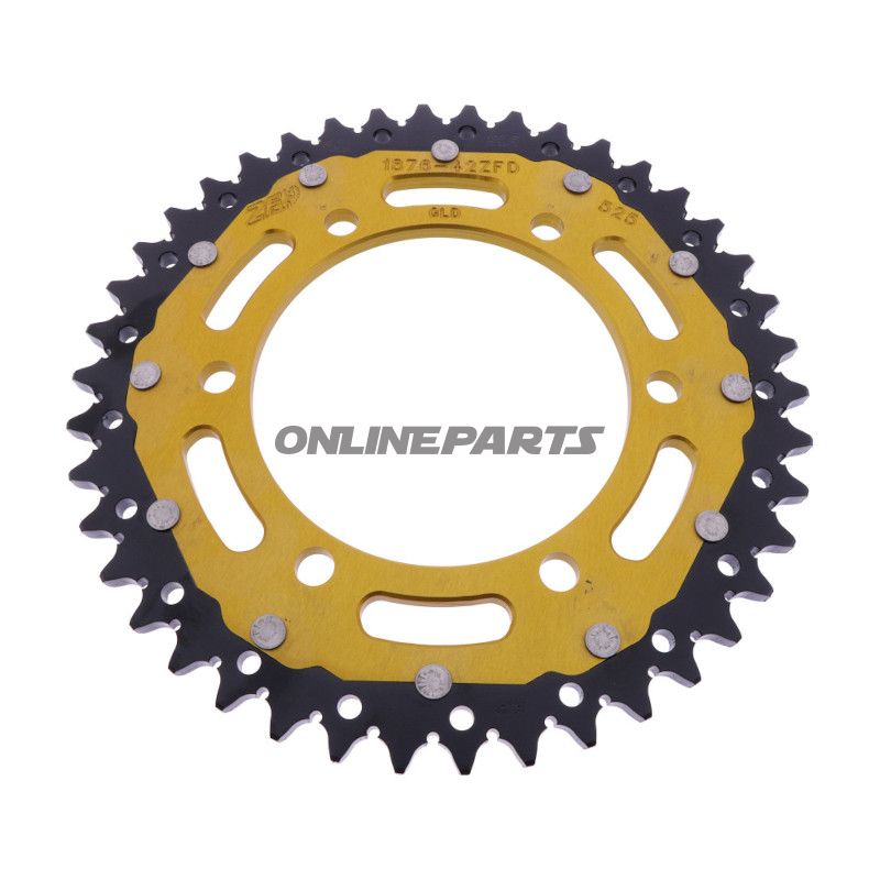 BAGHJUL DOBBELT 42 TANDHØJDE 525 GULD ZF INDVENDIG DIAMETER 110 BOLT AFSTAND 130
