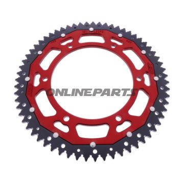 BAGHJUL DOBBELT 63Z PITCH 428 RØD ZF INDVENDIG DIAMETER 136 BOLT AFSTAND 156