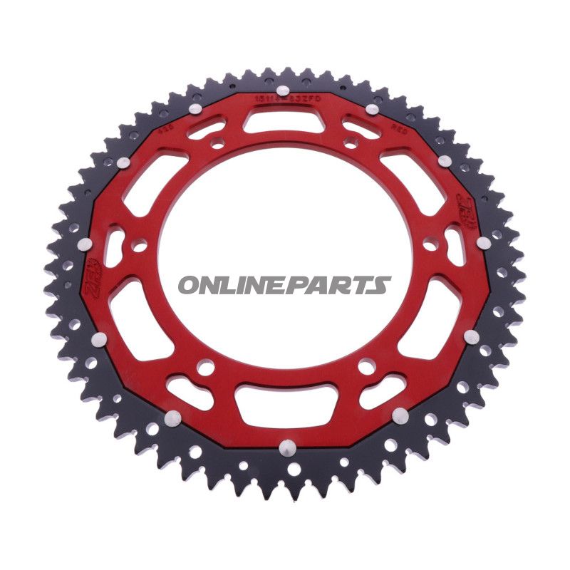 BAGHJUL DOBBELT 63Z PITCH 428 RØD ZF INDVENDIG DIAMETER 136 BOLT AFSTAND 156