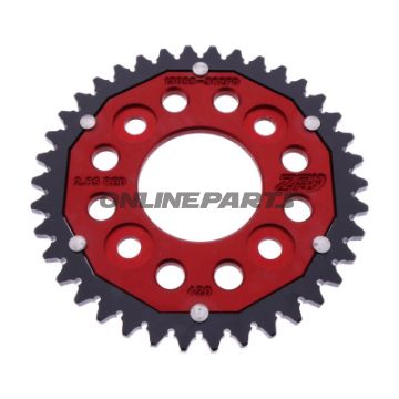 BAGHJUL DOBBELT 38 TANDHØJDE 420 RØD ZF INDVENDIG DIAMETER 058 BOLTAFSTAND 090