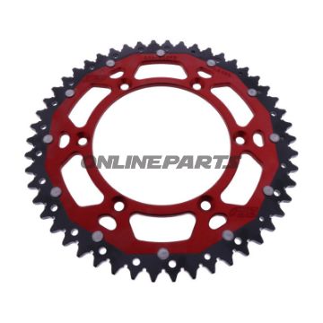 BAGESTE TANDHJUL DOBBELT 50 TANDHØJDE 520 RØD ZF INDVENDIG DIAMETER 130 BOLT AFSTAND 150