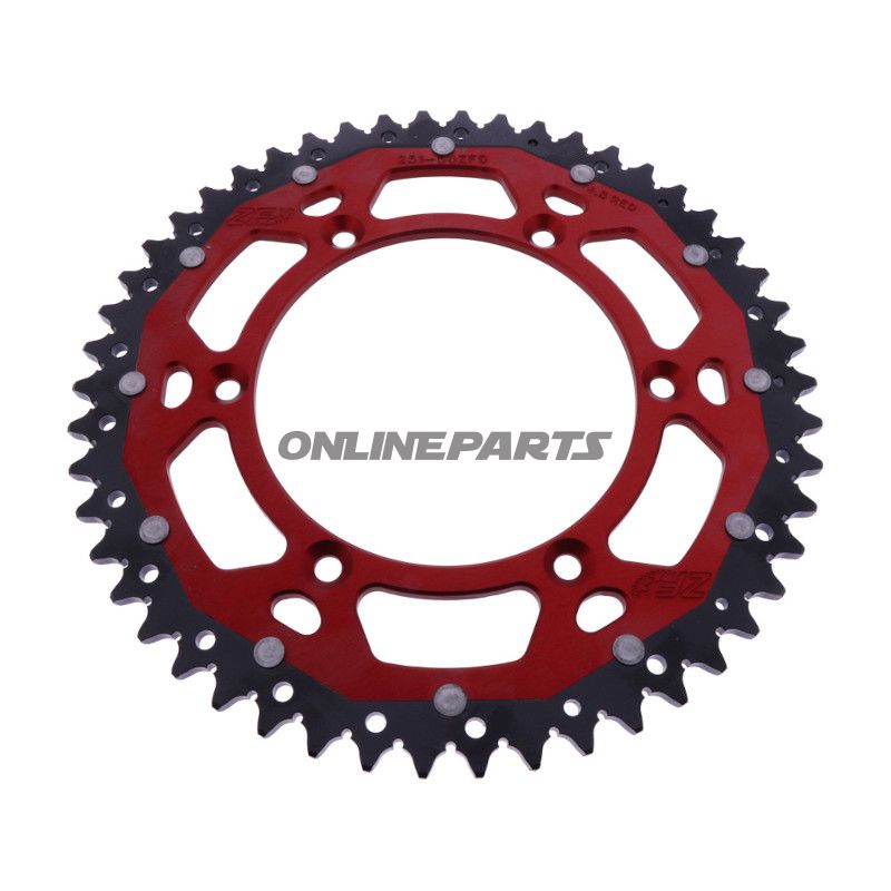 BAGESTE TANDHJUL DOBBELT 50 TANDHØJDE 520 RØD ZF INDVENDIG DIAMETER 130 BOLT AFSTAND 150