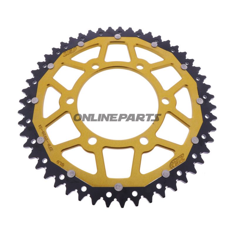 BAGESTE TANDHJUL DOBBELT 51 TANDHØJDE 520 GULD ZF INDVENDIG DIAMETER 106 BOLT AFSTAND 125