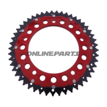 BAGESTE TANDHJUL DOBBELT 49 TANDHØJDE 525 RØD ZF INDVENDIG DIAMETER 140 BOLT AFSTAND 169