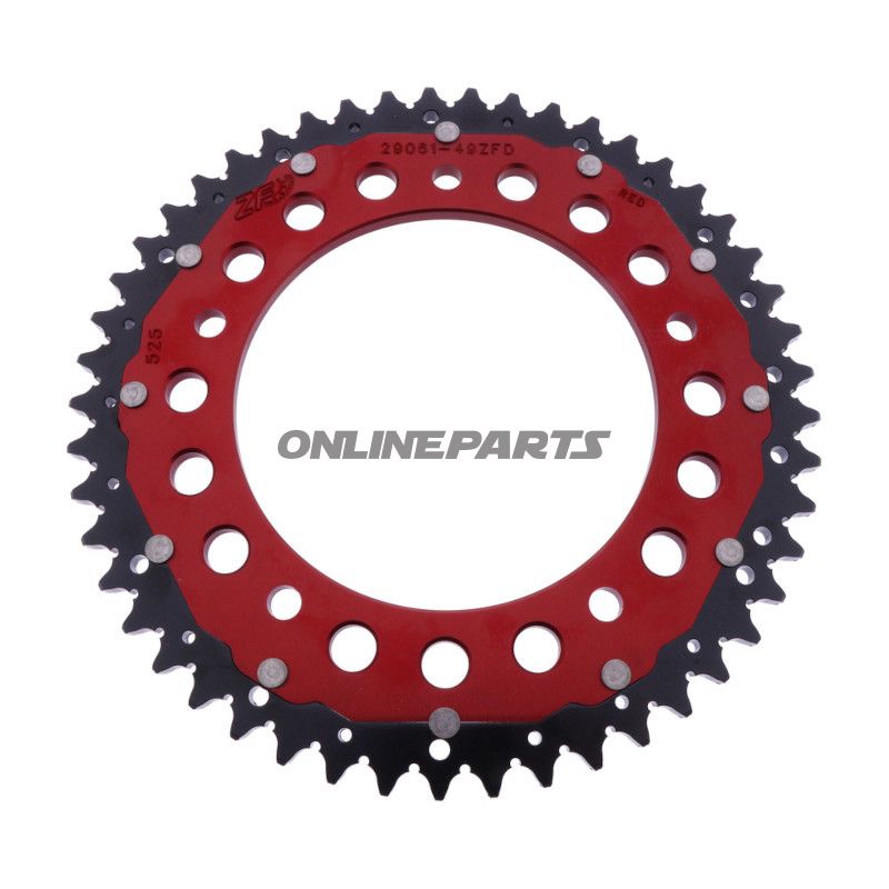 BAGESTE TANDHJUL DOBBELT 49 TANDHØJDE 525 RØD ZF INDVENDIG DIAMETER 140 BOLT AFSTAND 169