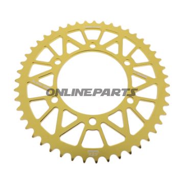 BAGESTE TANDHJUL ALUMINIUM 47 TANDHØJDE 520 GULD JT INDVENDIG DIAMETER 110 BOLT AFSTAND 130