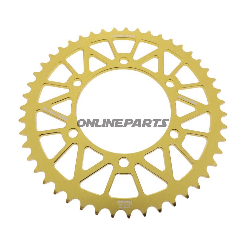 BAGESTE TANDHJUL ALUMINIUM 47 TANDHØJDE 520 GULD JT INDVENDIG DIAMETER 110 BOLT AFSTAND 130