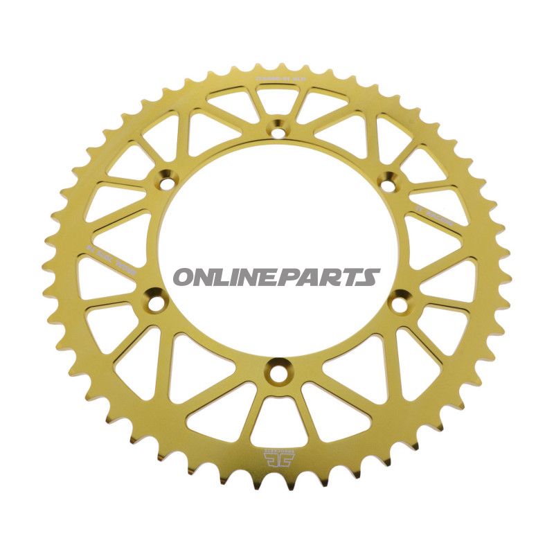 BAGESTE TANDHJUL ALUMINIUM 51 TANDHØJDE 520 GULD JT INDVENDIG DIAMETER 134 BOLTAFSTAND 150