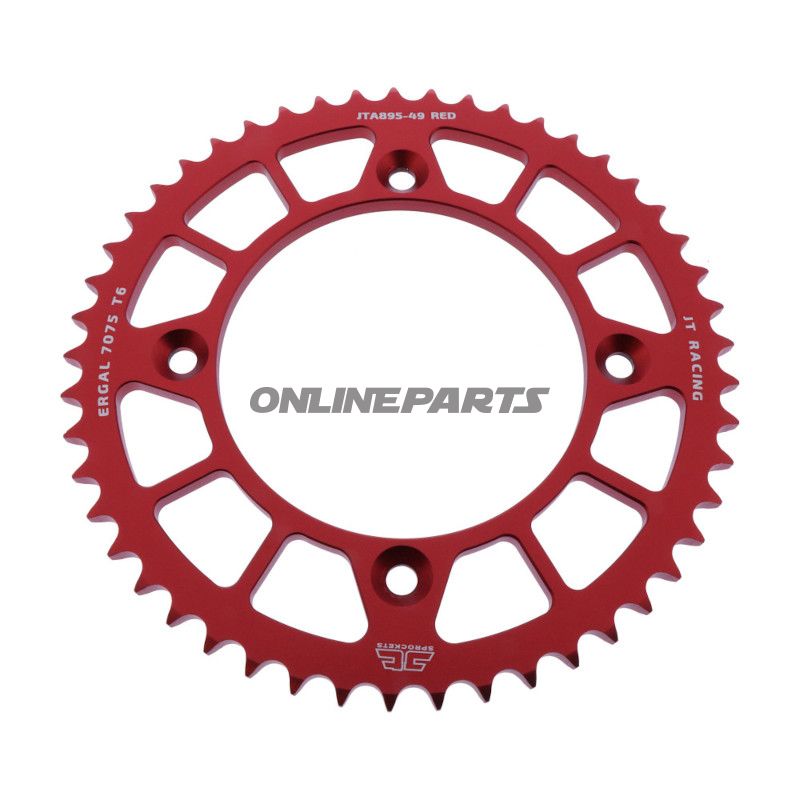 BAGESTE TANDHJUL ALUMINIUM 49 TANDAFSTAND 428 RØD JT INDVENDIG DIAMETER 110 BOLTAFSTAND 132