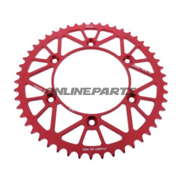 BAGESTE TANDHJUL ALUMINIUM 50 TANDAFSTAND 520 RØD JT INDVENDIG DIAMETER 125 BOLTAFSTAND 150