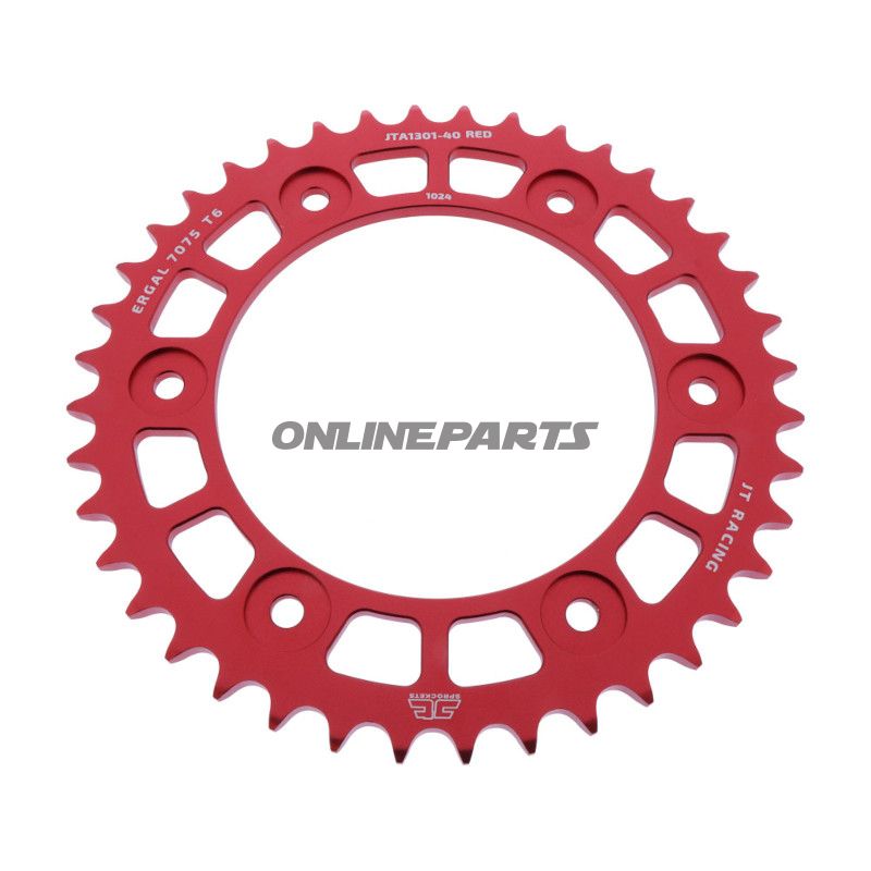 BAGESTE TANDHJUL ALUMINIUM 40 TANDAFSTAND 520 RØD JT INDVENDIG DIAMETER 125 BOLTAFSTAND 153