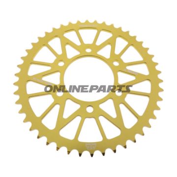 BAGESTE TANDHJUL ALUMINIUM 46 TANDHØJDE 520 GULD JT INDVENDIG DIAMETER 080 BOLTAFSTAND 104