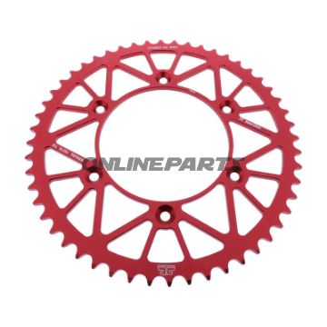 BAGESTE TANDHJUL ALUMINIUM 52 TANDAFSTAND 520 RØD JT INDVENDIG DIAMETER 125 BOLTAFSTAND 150