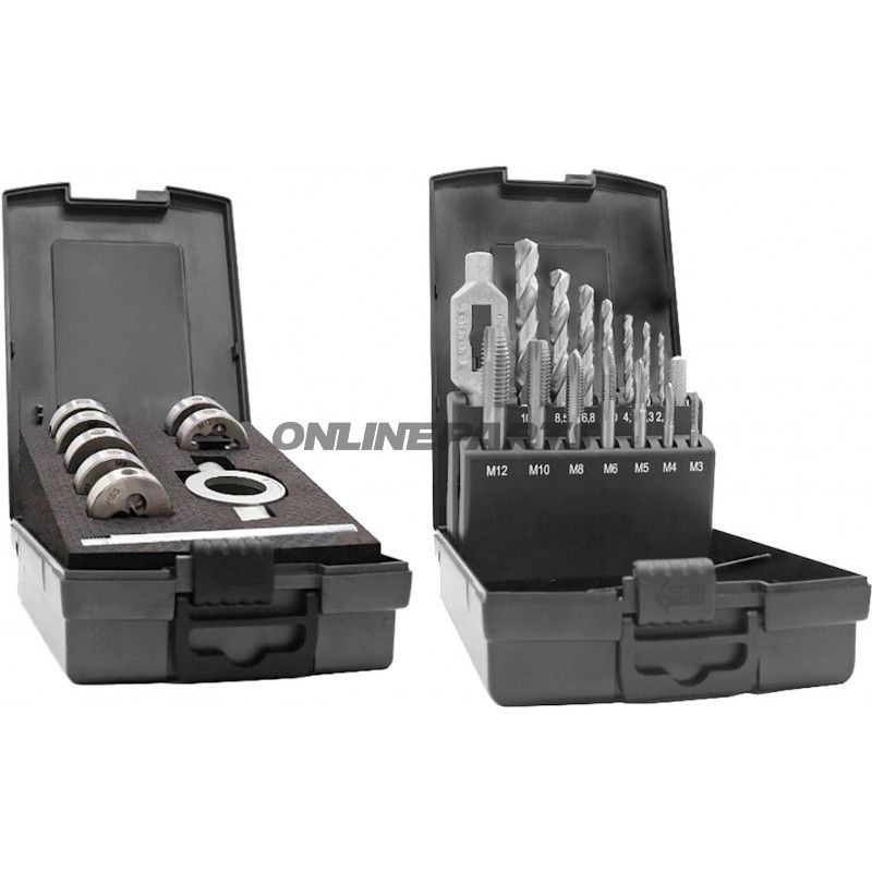GEVINDSCHNEID VÆRKTØJSSÆT 23 DELE HSS M3-M12 INDVENDIGT+AUSSEN