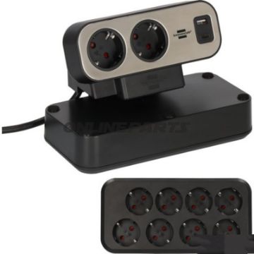 DESKTOP STRØMSKINNE USB C USB A stik