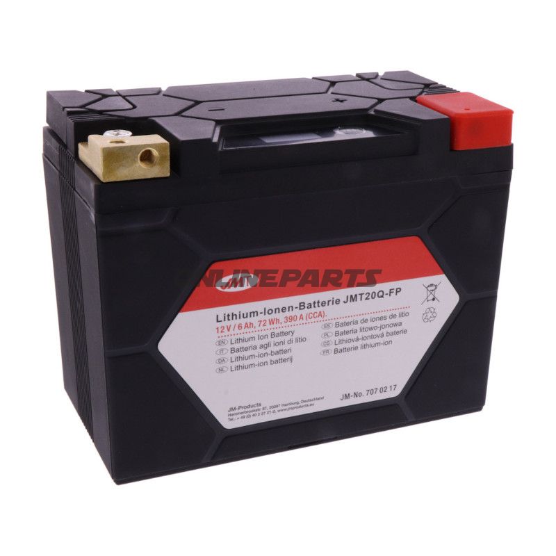 BATTERI MOTORCYKEL JMT20Q-FP JMT LITHIUM ION MED OPLADNINGSINDIKATOR