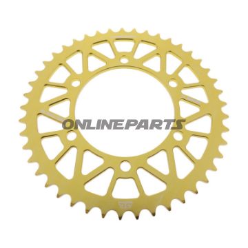 BAGESTE TANDHJUL ALUMINIUM 45 TANDHØJDE 520 GULD JT INDVENDIG DIAMETER 110 BOLT AFSTAND 130